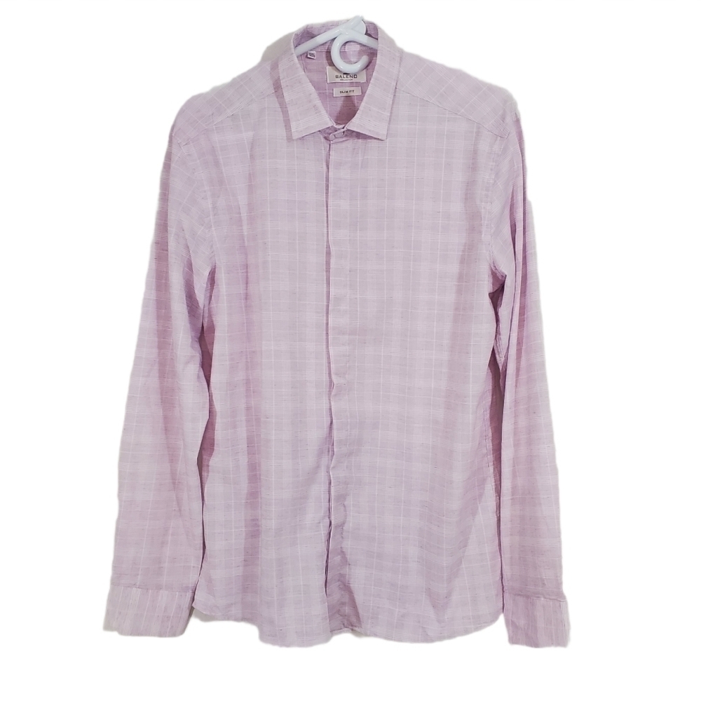 Baleno Lavender Plaid Slim Fit Dress Shirt